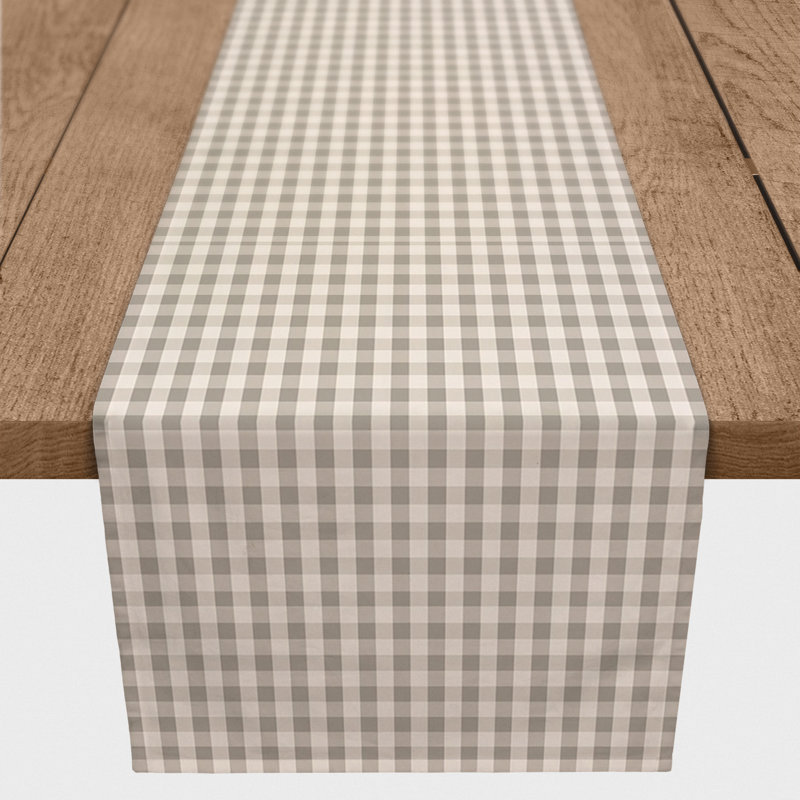 Synn Rectangular Plaid Table Runner, 72" x 16", Tan