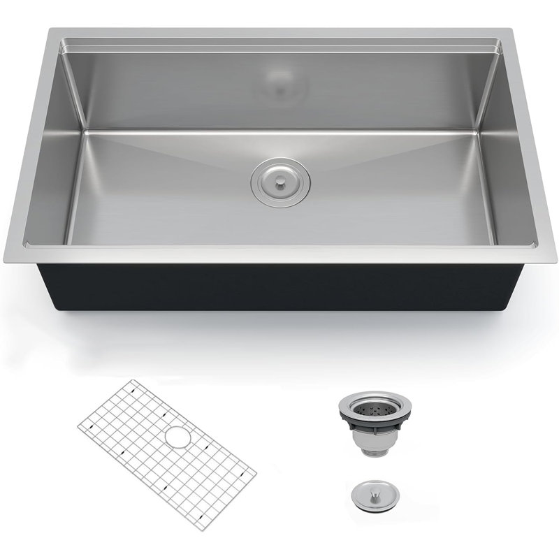 Évier de cuisine encastré à simple cuve Workstation, acier inoxydable brossé, l 30 po x P 19 po x H 10 po, cuisine moderne
