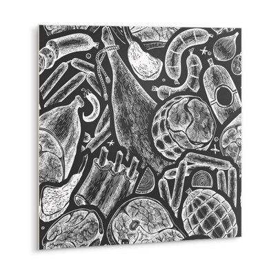 Self Adhesive Vinyl Splashback Wall Panel Sticker Tile Peel Stick 100x50 cm Black white cold cuts