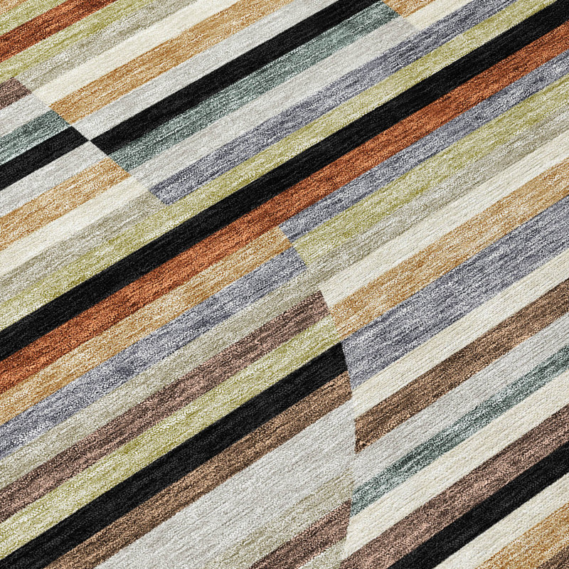 Machine Washable Indoor/Outdoor Chantille ACN2600 Stripes Rug, 2'3" x 7'6" Runner, Black