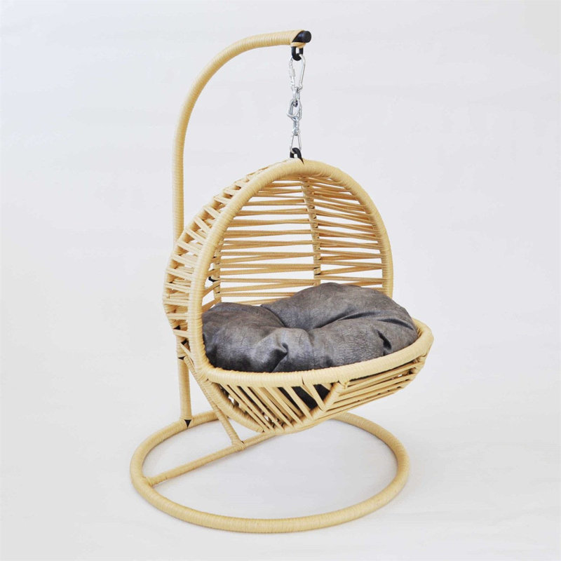 Bohemian Cat Swing Chair, Cream Color, 17.7 x 27.6 x 17.7 inches | Sturdy 100% Metal Frame, Soft 100% Macrame Rope | Perfect for Cozy Cabin/Lodge Decor, Stylish & Comfortable for Your Feline Friend