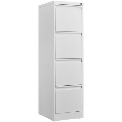 4 Drawer File Cabinet With Lock Metal Vertical File Storage Cabinet Office Home Steel Vertical File Cabinet For A4 Legal/Letter Size Narrow File Cabin by Latitude Run