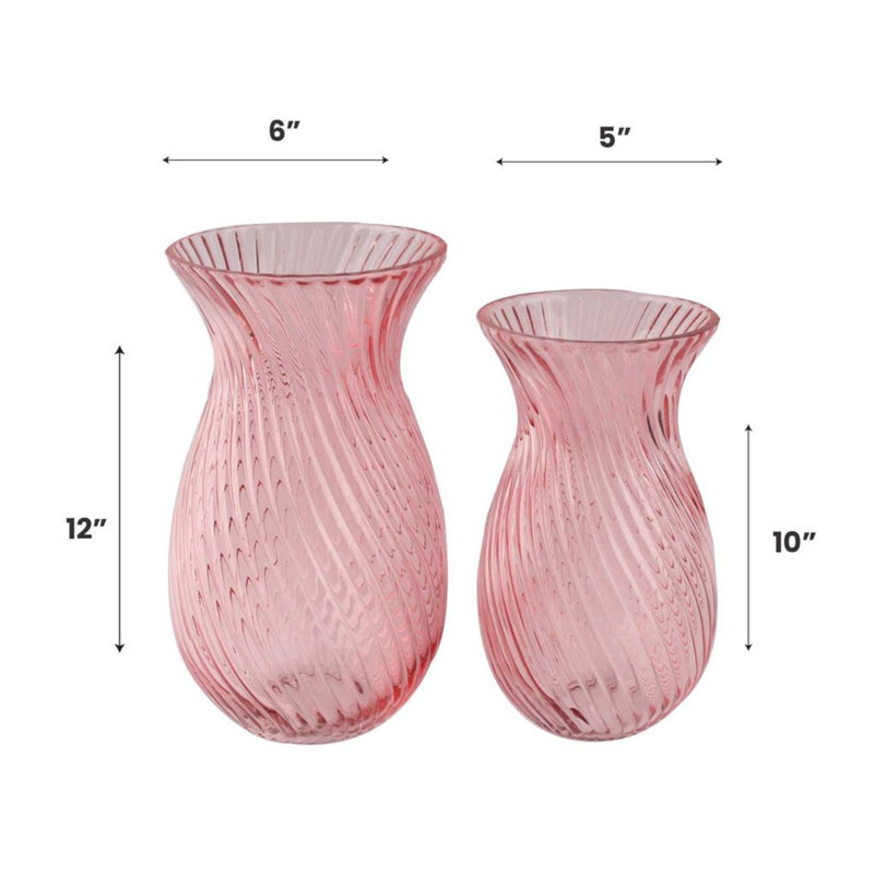 Vase de table en verre Devarion, Rose