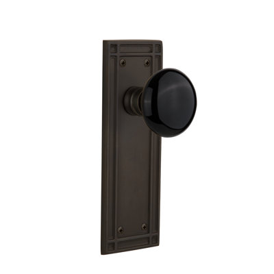 Mission Plate with Black Porcelain Door Knob