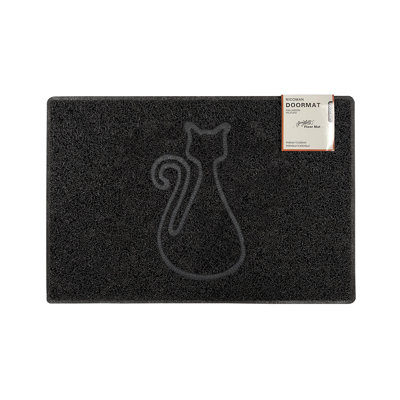 Cat Embossed Doormat in Black