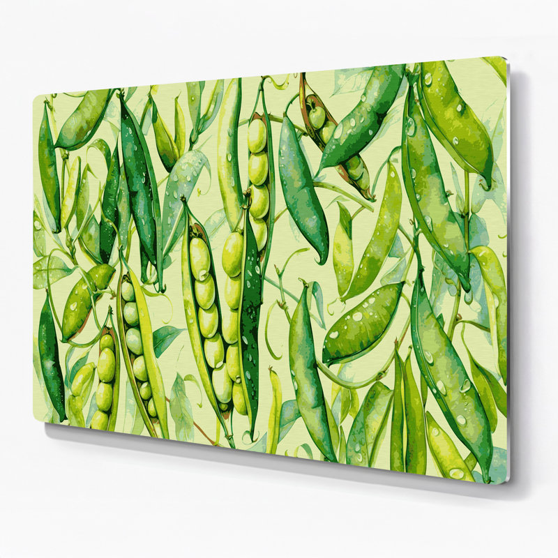 Légumes, haricots de Lima, art mural en métal vert frais, H 20 po x l 24 po