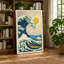 Great Wave Rising Japandi - Wrapped Canvas-216562343-216562347