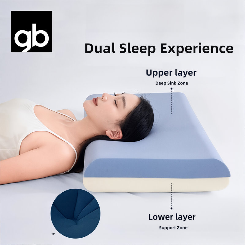  Dual Core Deep Sleep Pillow, Grey, Kids Size Memory Foam, Ideal for Side Sleepers, Neck Pain Relief, Comfortable, Washable Cover, Four-Season Use, Giftable Packaging (19.7"*11.8"*2")