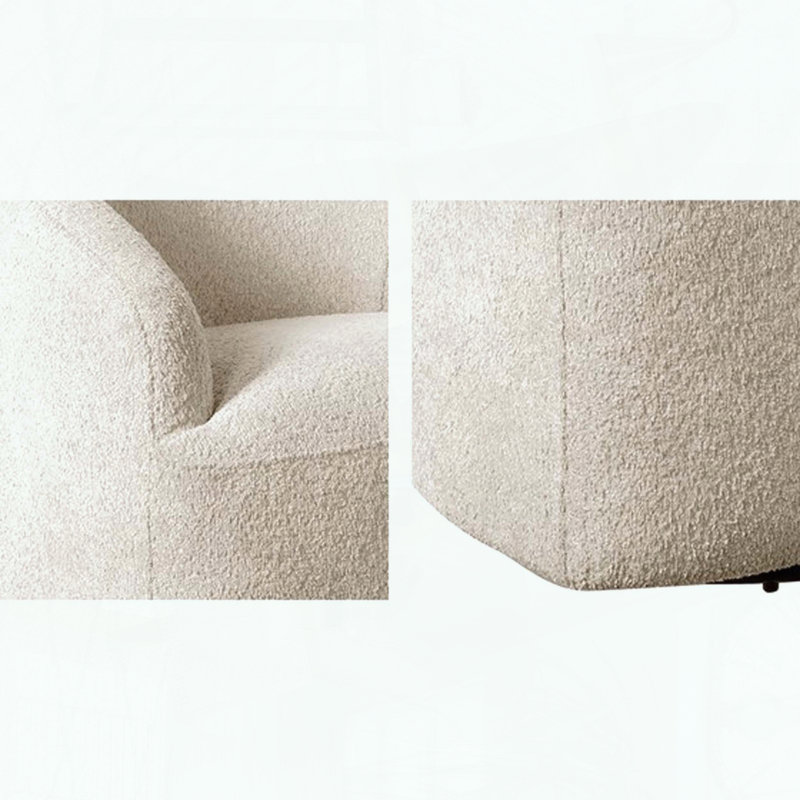 Fauteuil demi-tonneau pivotant à 360 ° avec tissu bouclé - entièrement assemblé