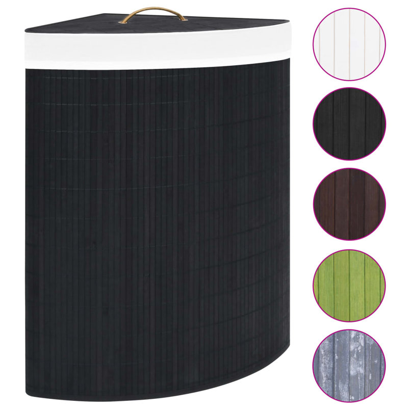 Collapsible Laundry Basket Laundry Bin Hamper Clothes Basket Bamboo, Black
