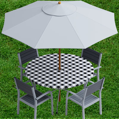 Jevdokija Vinyl Picnic Fited Tableclth With Umbrella Hole 30" Round