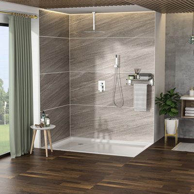 Shower - 16 Inch Ceiling Mount Square Dual Head With -Balanced Valve, Rainfall And Handheld, Easy Installation Sublimation Resistance In Whitening