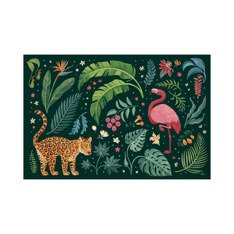 Jungle Love II par - Toile tendue avec châssis, estampe numérique sur toile tendue, H 12 po x l 18 po x 1,5 po