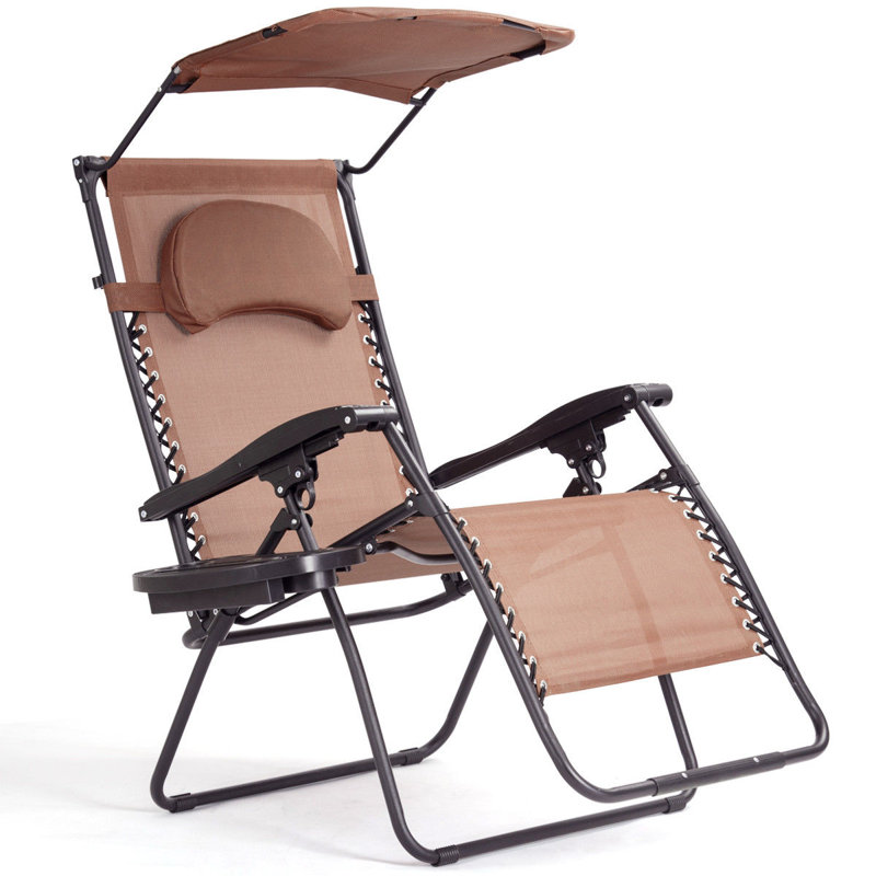 Chaise longue simple inclinable 29 po Kalobe, Brun