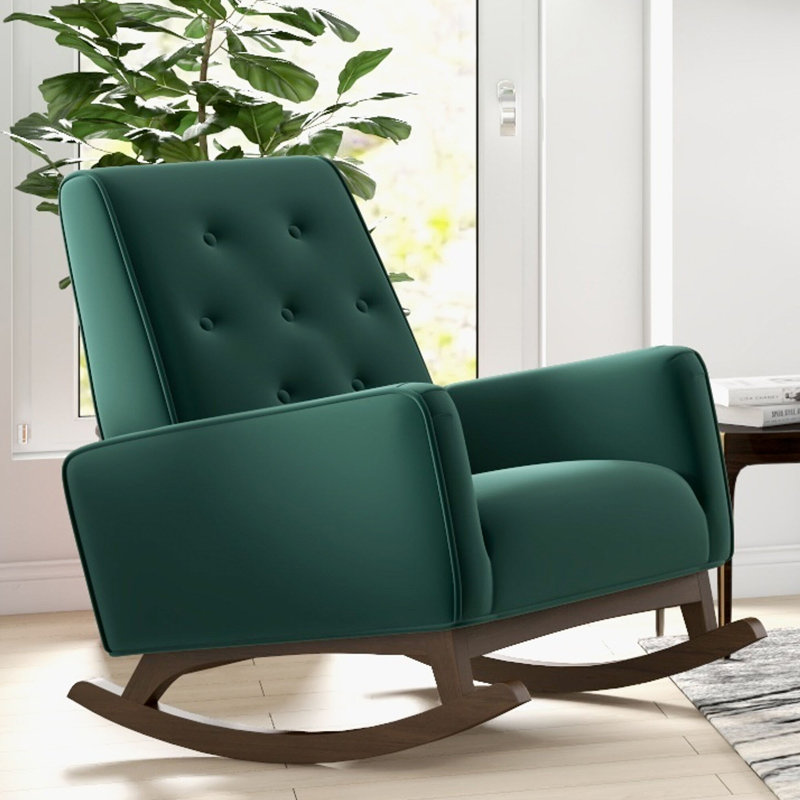 Chaise berçante élégante en tissu vert Demetrius, Vert