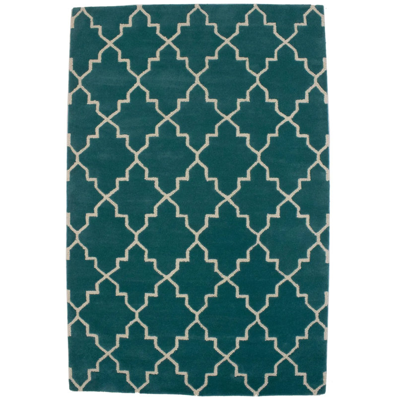 Teal Trellis 5X8 Hand-Tufted Modern Rug