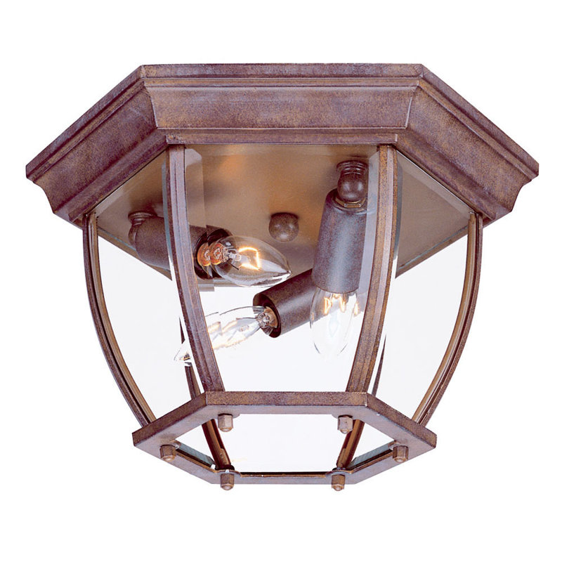 Porterfield Glass Flush Mount, Burled Walnut, Clear Beveled