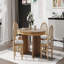 5-Piece Round Dining Table Set For 4 People, Retro  Dining Table Set With 4 Upholstered Chairs, Kitchen Table And Chairs Set, Extendable