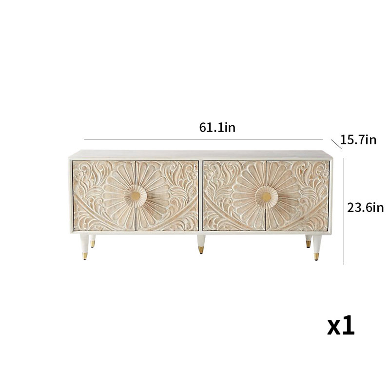 Armoire décorative simple de style nordique, Blanc / doré