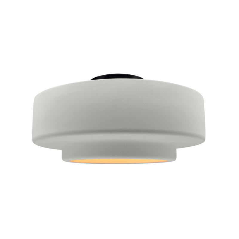 Plafonnier semi-encastré en céramique Dottie, Blanc mat / or champagne, H 7,25 po x l 14,5 po x P 14,5 po, Noir mat