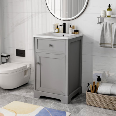 Meuble-lavabo simple 20 po avec comptoir en céramique