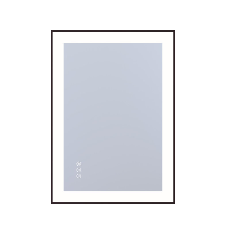  LED Bathroom Vanity Mirror with Front & Backlit, 28x20 Inch ETL Listed, Anti-Fog, Dimmable, 3 Color Temperatures, Tempered Glass LED Vanity Mirror with Black Frame