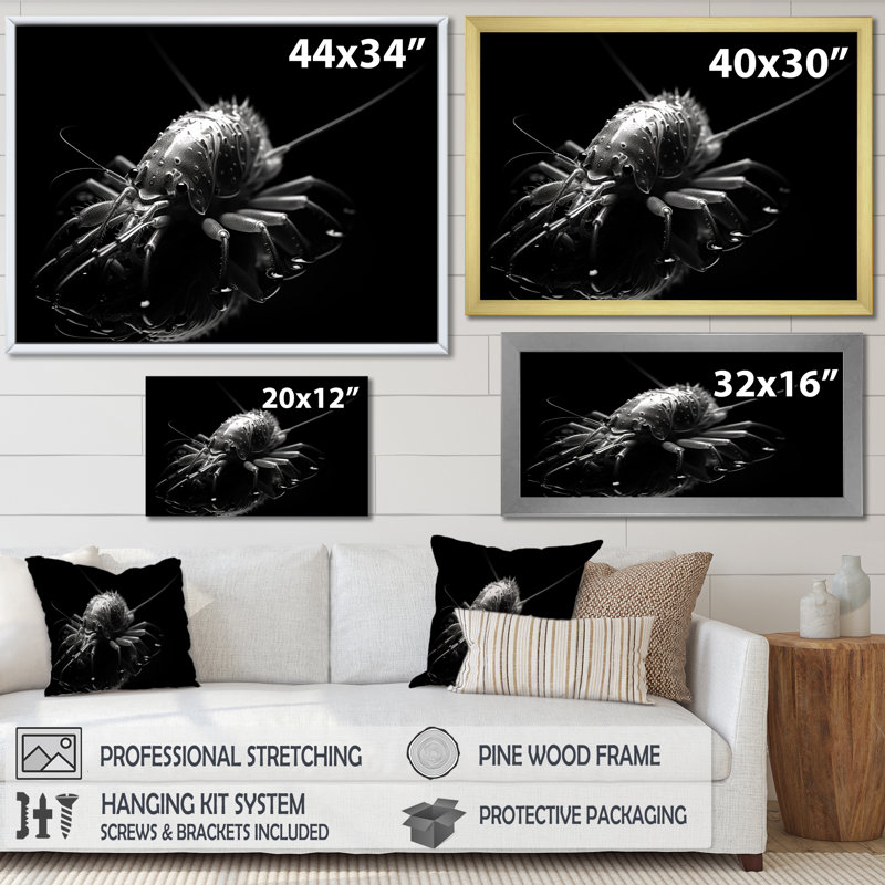 Reproduction d'art sur toile, noir et blanc, H 24 po x l 32 po x P 1 po, Cadre flottant noir