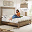 Base de lit Deines style Mid-Century en bois massif avec tête de lit en chenille-1063676828