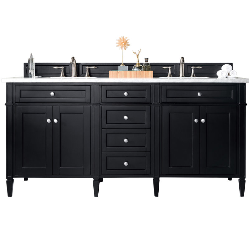 Brittany 72'' W Double Bathroom Vanity Base, Black Onyx