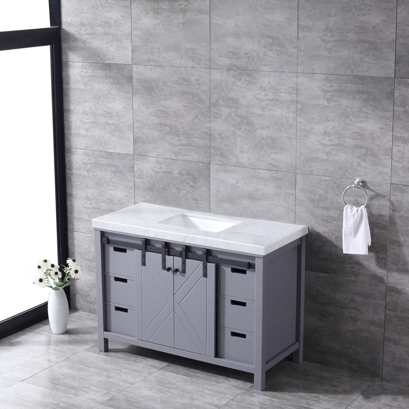 Marsyas 48" Dark Gray Single Vanity with Carrara Marble Top