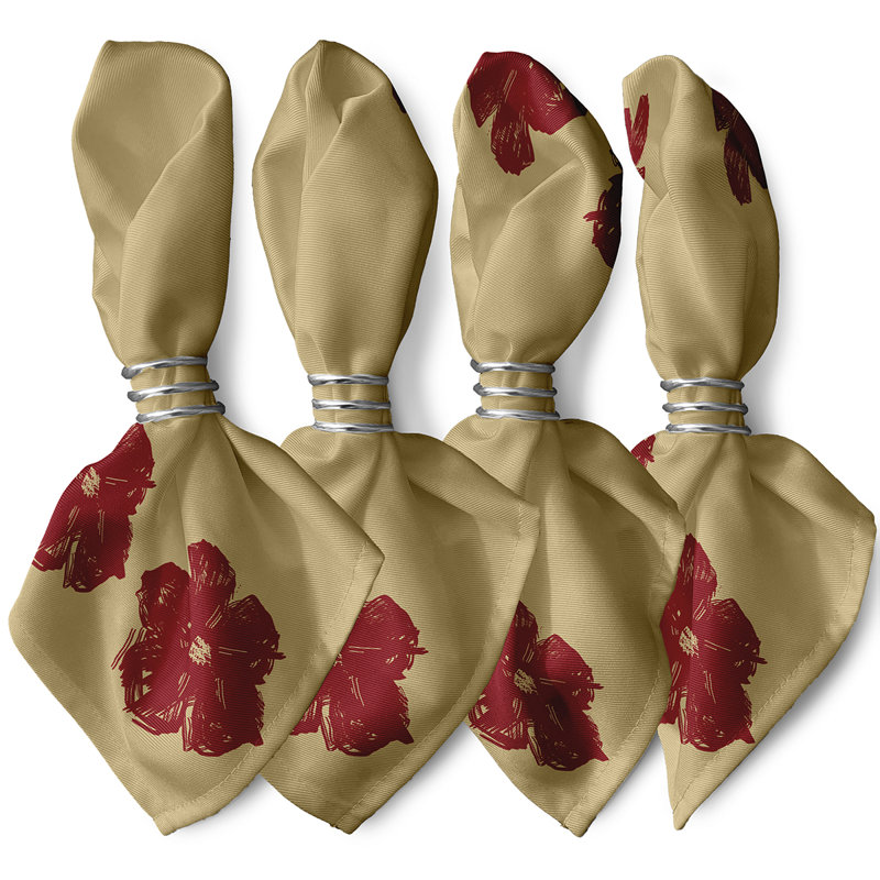 Cleothis Painted Flower Napkins, Red