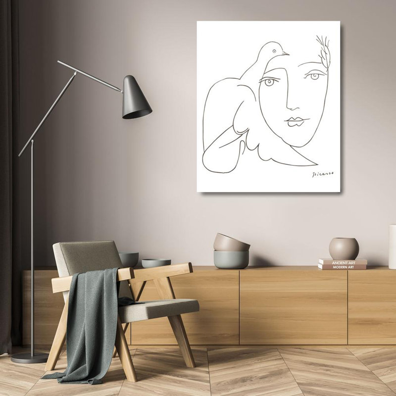 Visage et colombe, H 24 po x l 20 po