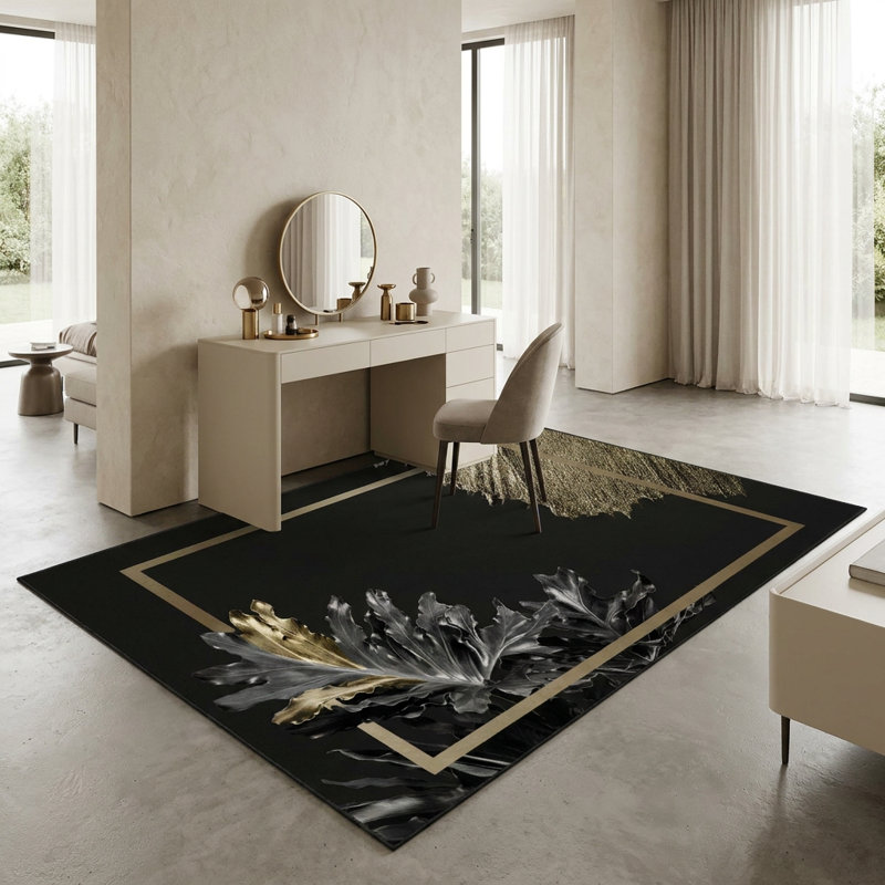 Tapis noir et doré Aurelia