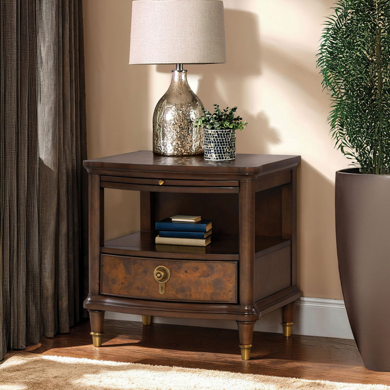 Table de bout de style moderne avec pieds dorés et boutons ronds 1 pièce