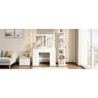 Coiffeuse avec rangement, coiffeuse en MDF
