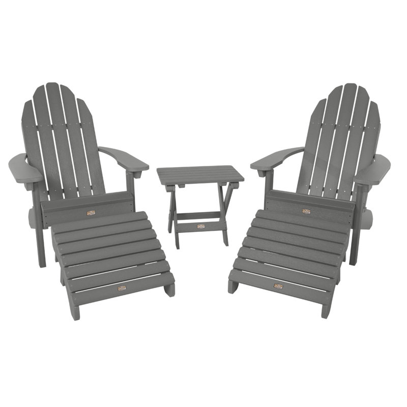 Chaise Adirondack en plastique avec repose-pieds Milaca, Teck côtier