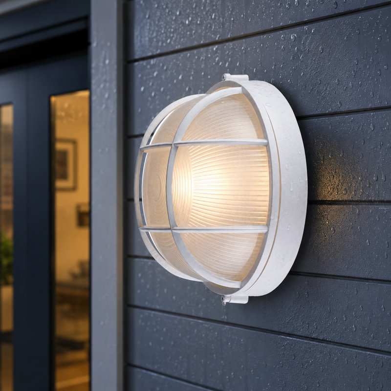Luminaire à cloison d'extérieur Mindi, Blanc, H 10 po x l 10 po