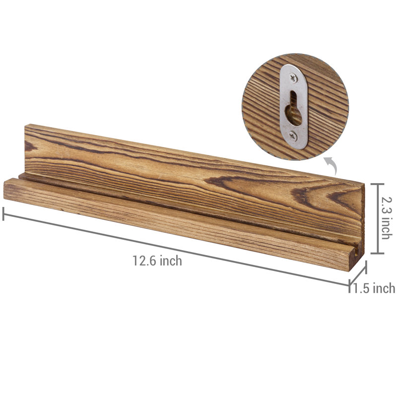 Aleck Challenge Coin Holder Solid Wood Floating Shelf, Dark Brown