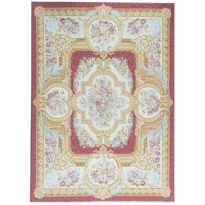 Hand-Knotted High-Quality Red and Gold Area Rug