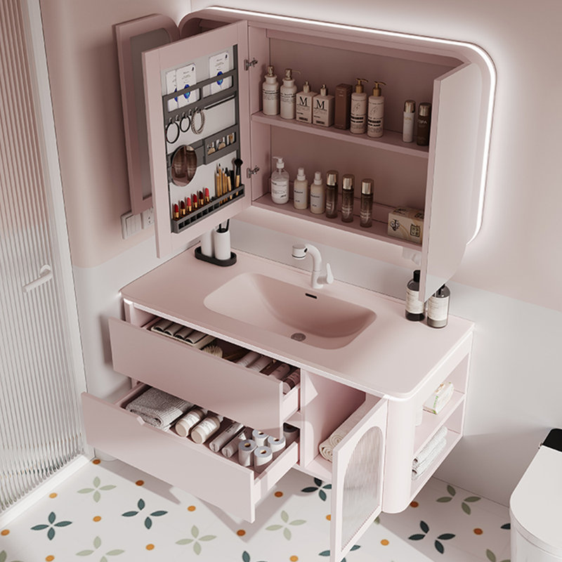 Modern light luxury pink bathroom cabinet