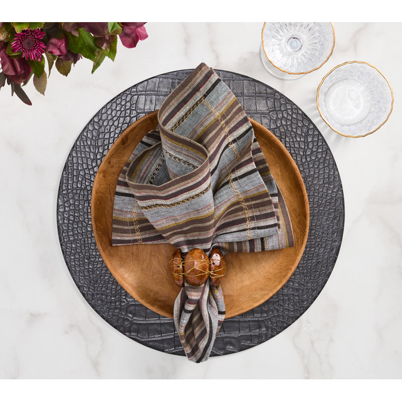 Windsor Napkin, Striped, Brown/Black/Gray