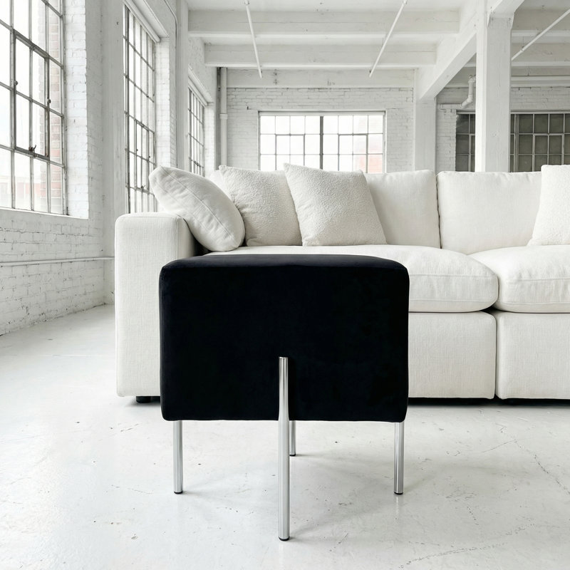 Gaudreau Velvet Cube Ottoman, 17" H x 16" W x 16" D