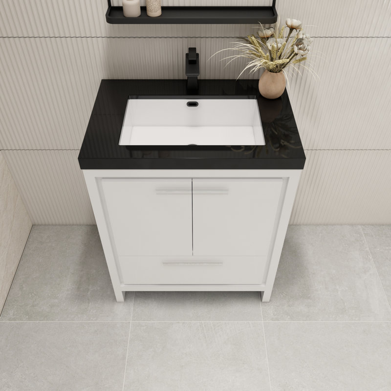 Ensemble de meuble-lavabo simple 30 po Enochville, Blanc très luisant