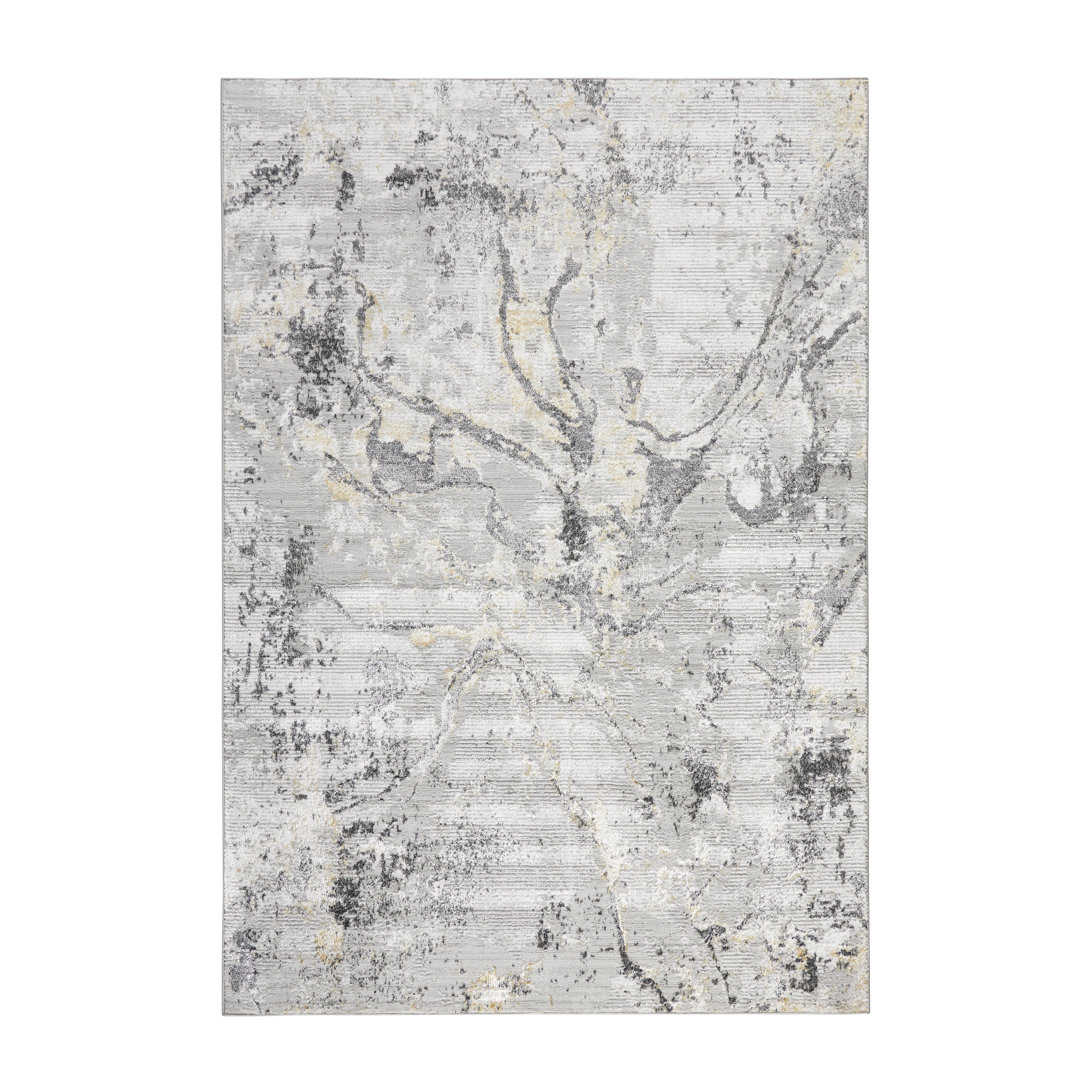 TOWN & COUNTRY LUXE Opaline Bold Marble Area Rug with Glam Metallic Ribbed Texture Pile, Black Town & Country Living Rug