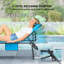 Méridienne de bronzage pliante bleue, chaise longue d'extérieur inclinable à 5 niveaux avec trou de lecture, poche latérale et appui-tête