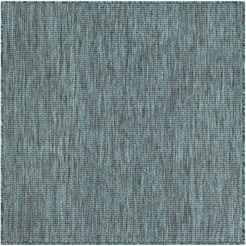 Tapis intérieur / extérieur turquoise Santina, Carré 4 pi 1 po