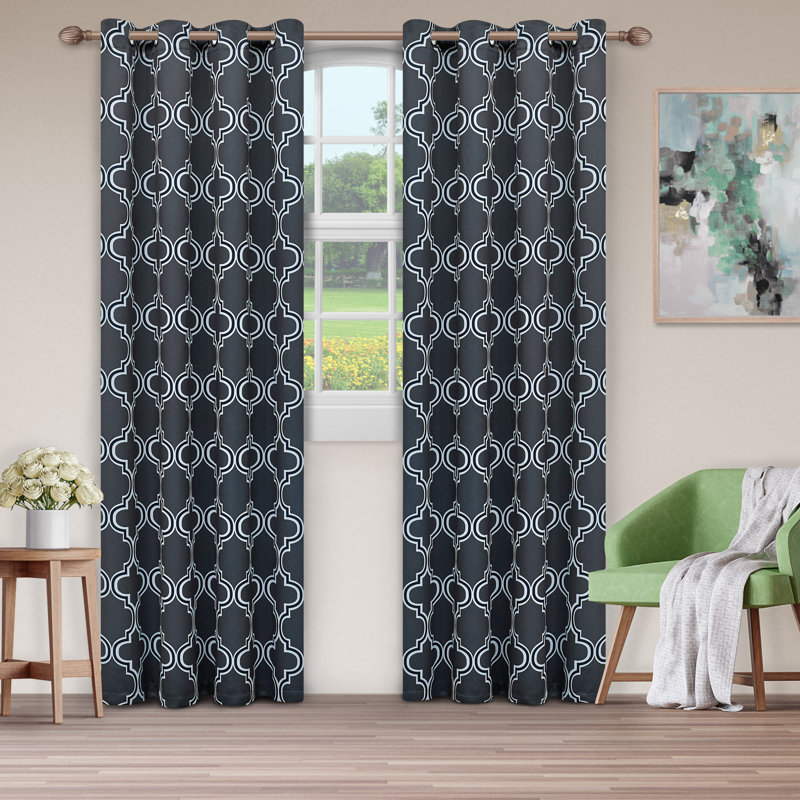 Paire de rideaux obscurcissant en polyester Écosse, 52 po x 96 po, Bleu marine