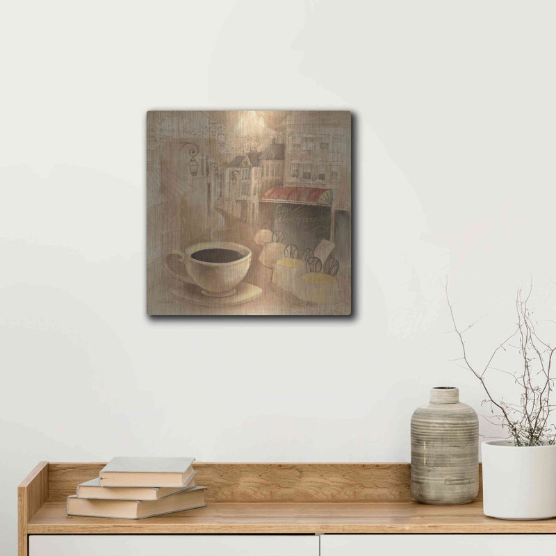 «Cafe de Paris I» par Albena Hristova - reproduction d'art non encadrée sur métal, H 12 po x l 12 po x P 0,13 po