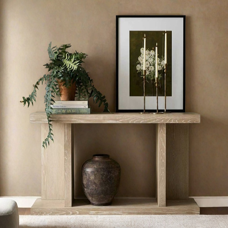Table d'entrée en bois massif de style chinois, H 29,5 po x l 39,4 po x P 13,8 po