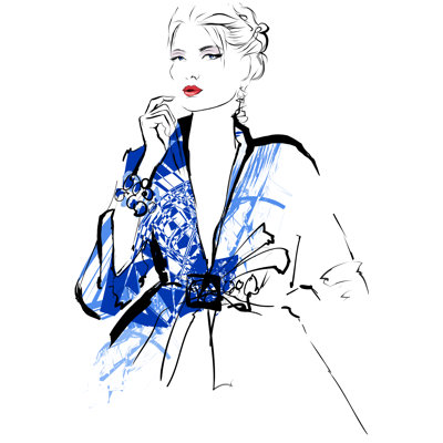 " Beautiful Female Model In Blue Dress "
